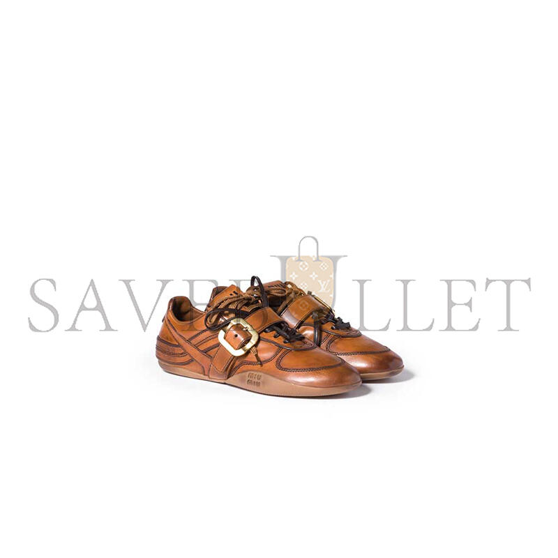 MIU MIU LEATHER SNEAKERS WITH BUCKLE 5E549E